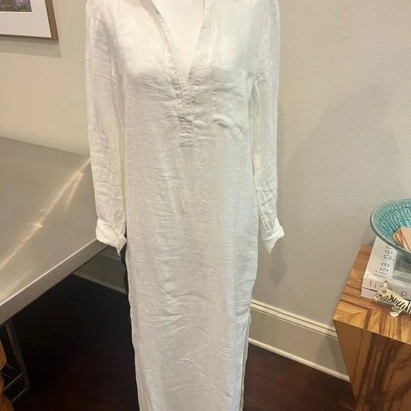J.Crew White linen maxi Dress w/ half slip - Picture 9 of 16